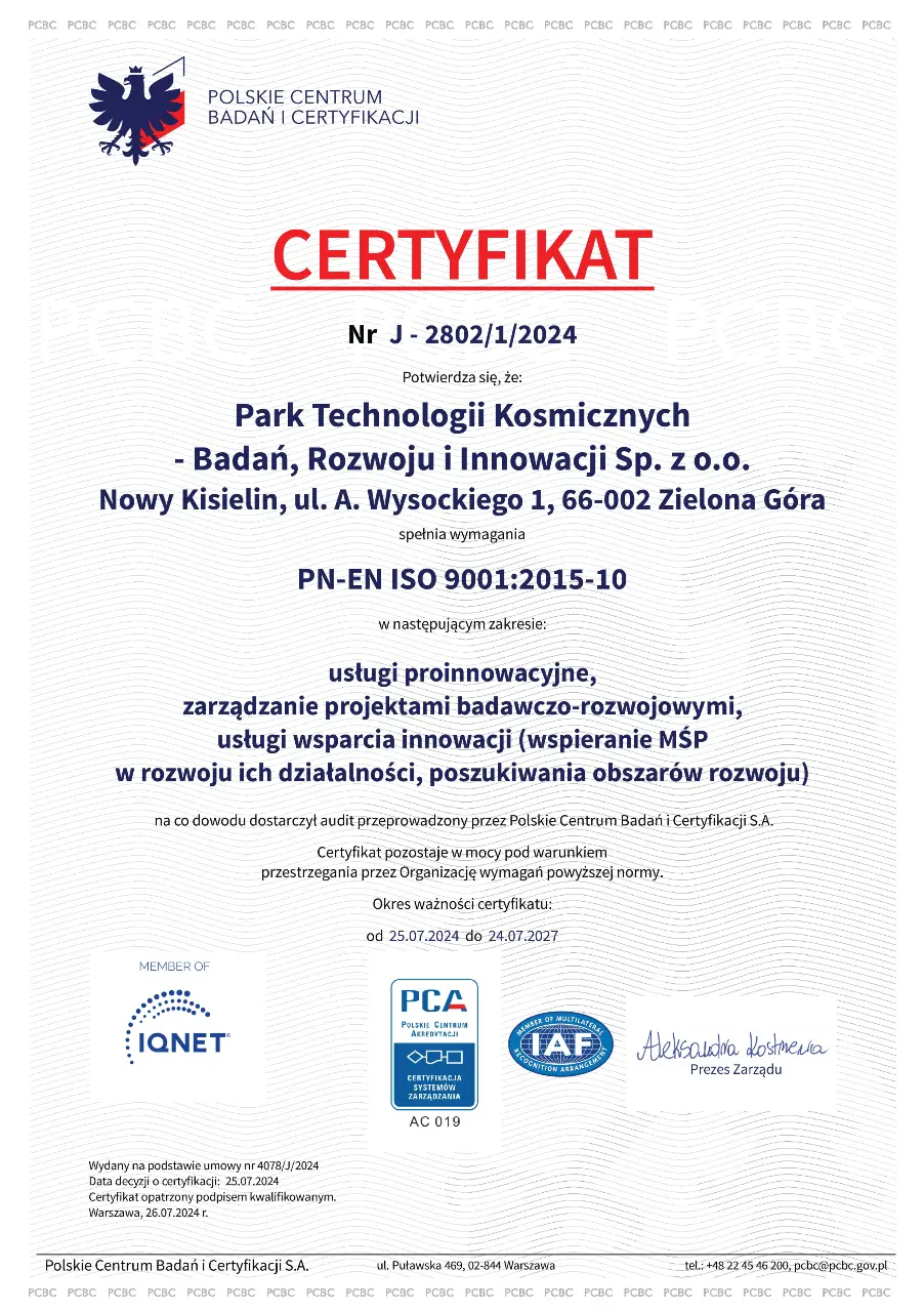 Certyfikat ISO PTK pl